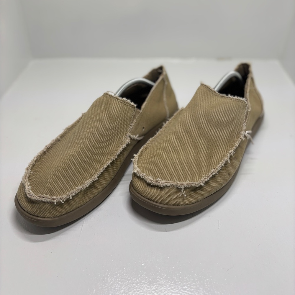 Crocs Santa Cruz Canvas Loafers Men’s 12 Tan Slip On Casual Comfort Shoes - Picture 3 of 15